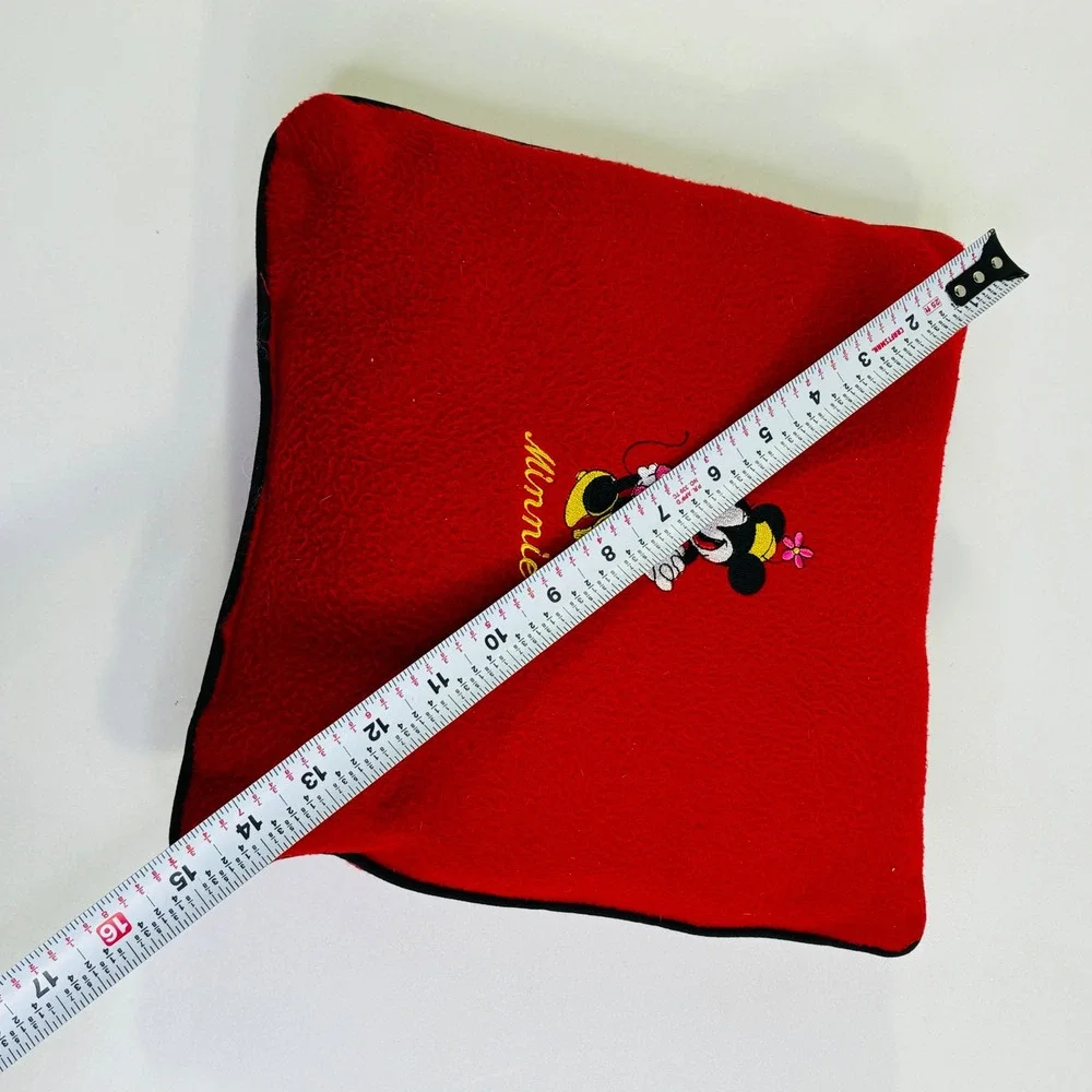 Disney Minnie Mouse Red Fleece Embroidered Decorative Throw Pillow Square 12x12